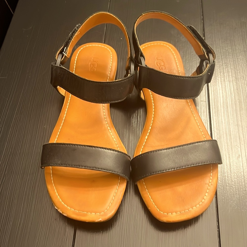 Black Ugg sandals. Great condition. Barely worn. Minor scuff on right shoe.